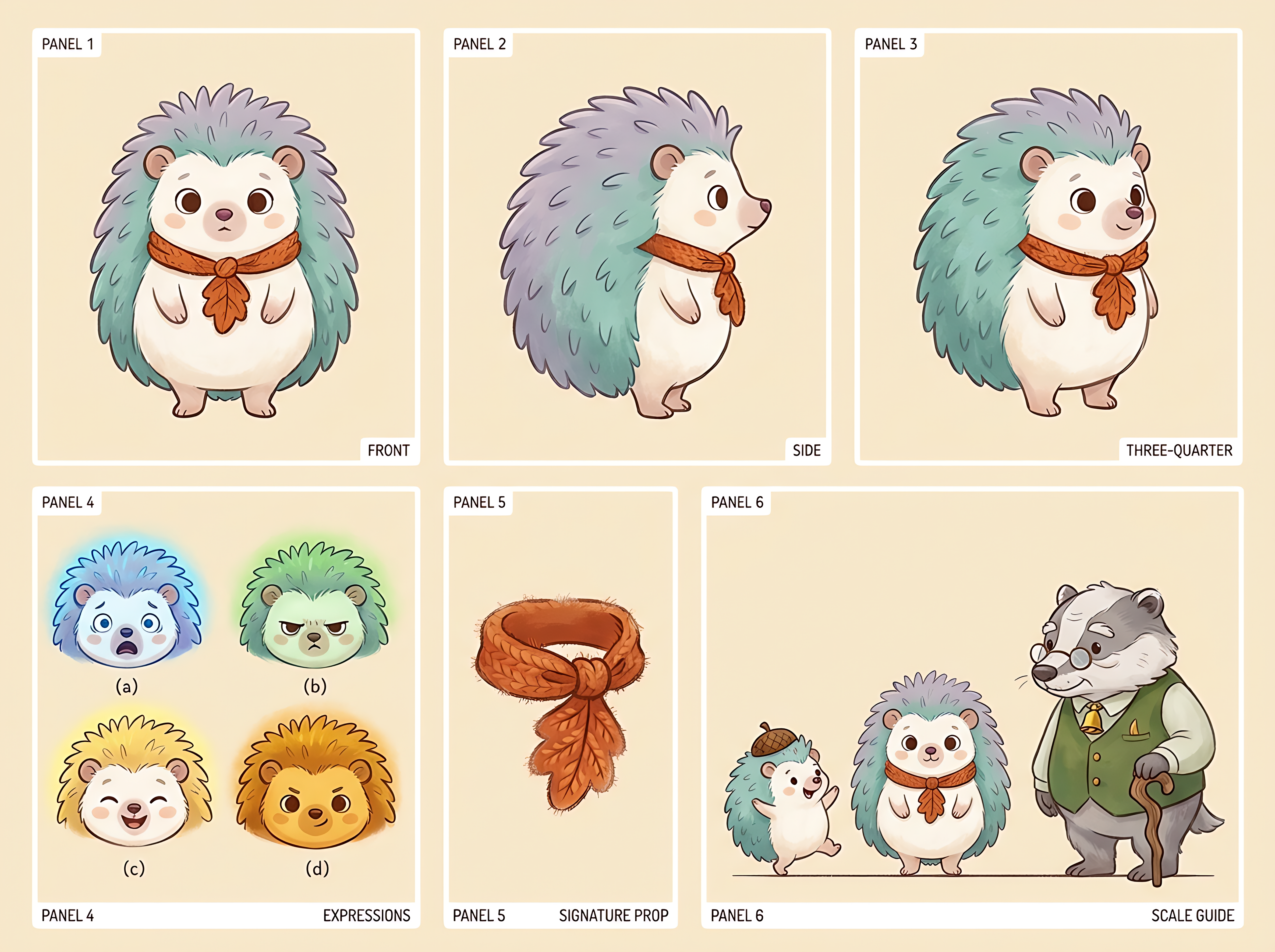 Pip character reference turnaround sheet